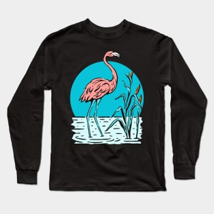 Pink Flamingo Nature Illustration Gift Long Sleeve T-Shirt